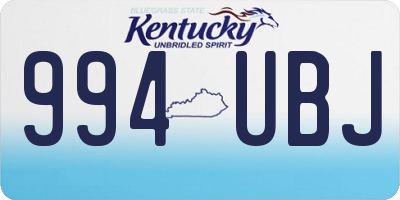KY license plate 994UBJ