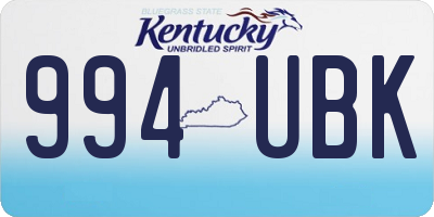 KY license plate 994UBK