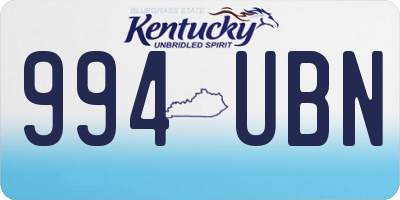 KY license plate 994UBN