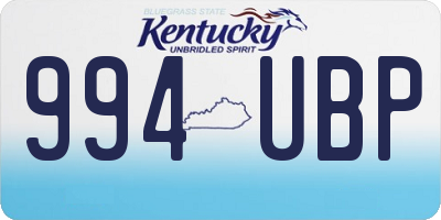 KY license plate 994UBP