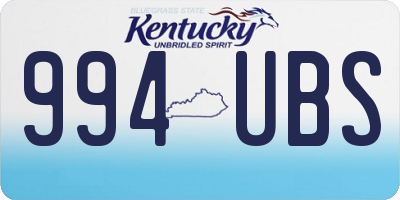 KY license plate 994UBS