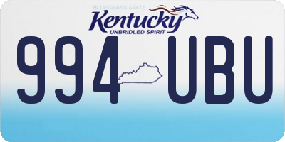 KY license plate 994UBU