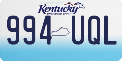 KY license plate 994UQL