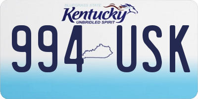 KY license plate 994USK