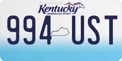 KY license plate 994UST