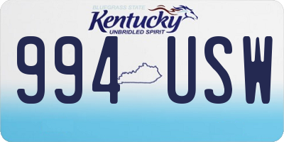 KY license plate 994USW