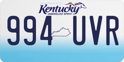 KY license plate 994UVR