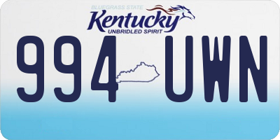 KY license plate 994UWN