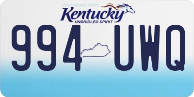 KY license plate 994UWQ