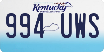 KY license plate 994UWS