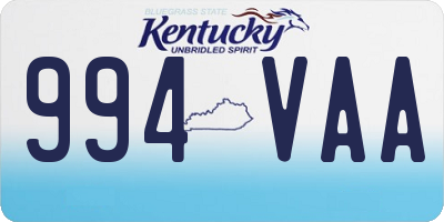 KY license plate 994VAA