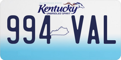 KY license plate 994VAL