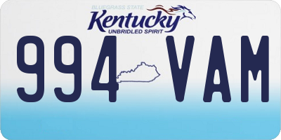 KY license plate 994VAM