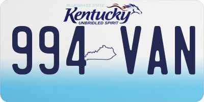 KY license plate 994VAN
