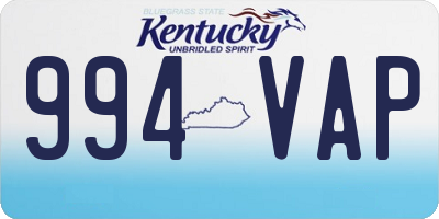 KY license plate 994VAP