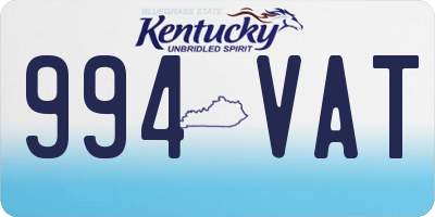 KY license plate 994VAT