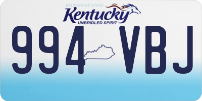 KY license plate 994VBJ