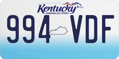 KY license plate 994VDF