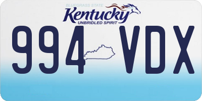 KY license plate 994VDX