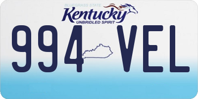 KY license plate 994VEL