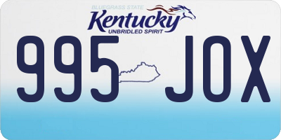 KY license plate 995JOX