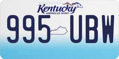 KY license plate 995UBW
