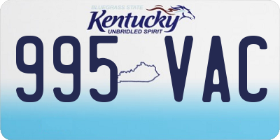 KY license plate 995VAC