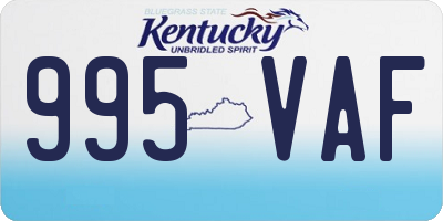 KY license plate 995VAF