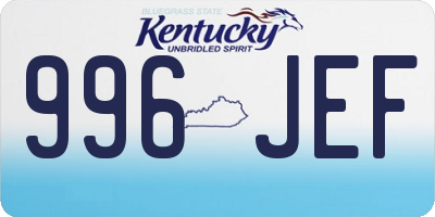 KY license plate 996JEF