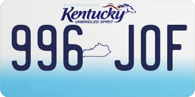 KY license plate 996JOF