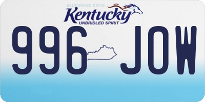 KY license plate 996JOW