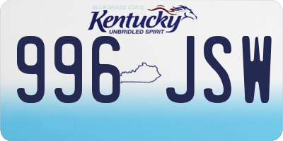 KY license plate 996JSW