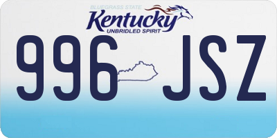 KY license plate 996JSZ
