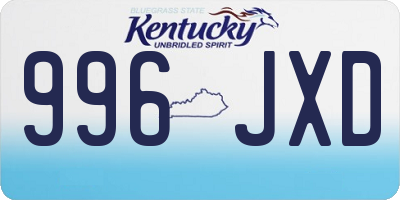 KY license plate 996JXD