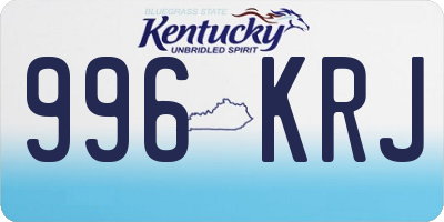 KY license plate 996KRJ