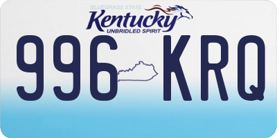 KY license plate 996KRQ