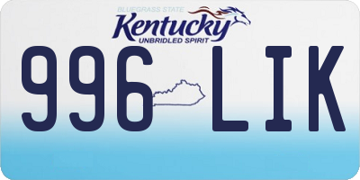 KY license plate 996LIK
