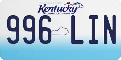 KY license plate 996LIN