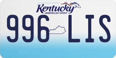 KY license plate 996LIS