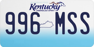 KY license plate 996MSS