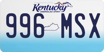 KY license plate 996MSX