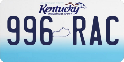 KY license plate 996RAC