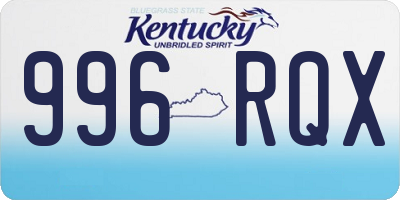 KY license plate 996RQX