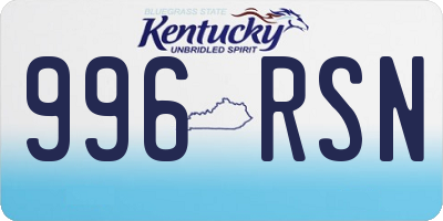 KY license plate 996RSN