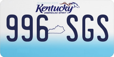 KY license plate 996SGS