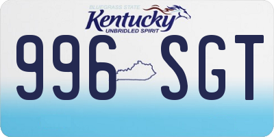 KY license plate 996SGT