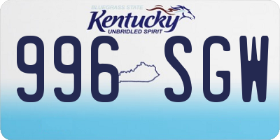 KY license plate 996SGW
