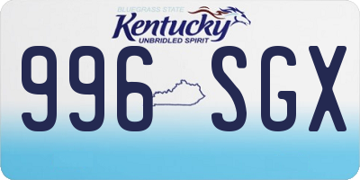 KY license plate 996SGX