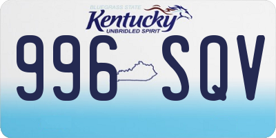 KY license plate 996SQV