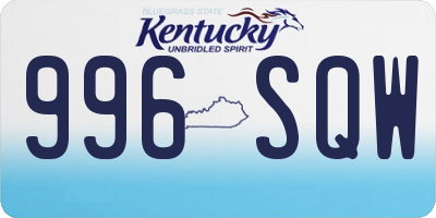 KY license plate 996SQW